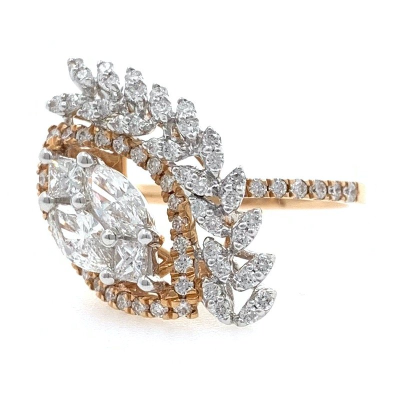 18kt / 750 rose gold fancy cocktail diamond ladies ring 8lr147