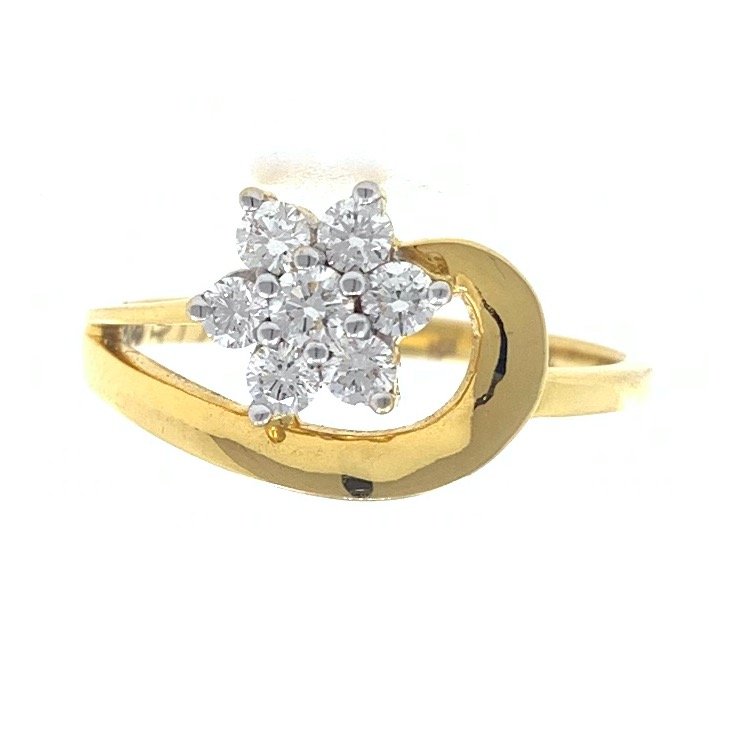 18kt / 750 yellow gold flower diamo...