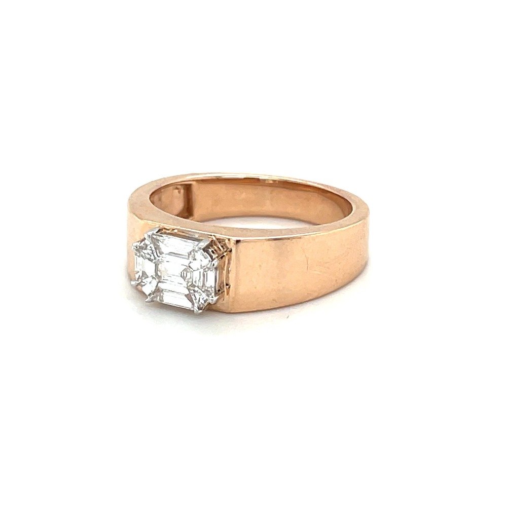 Emerald Cut Solitaire Look Ring in Rose Gold