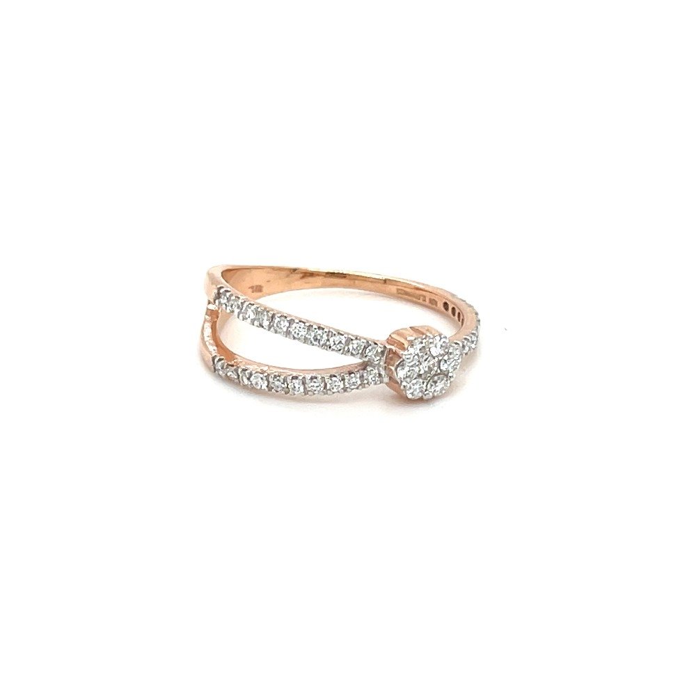 Pressure Set Diamond Ring in Rose Gold for Women