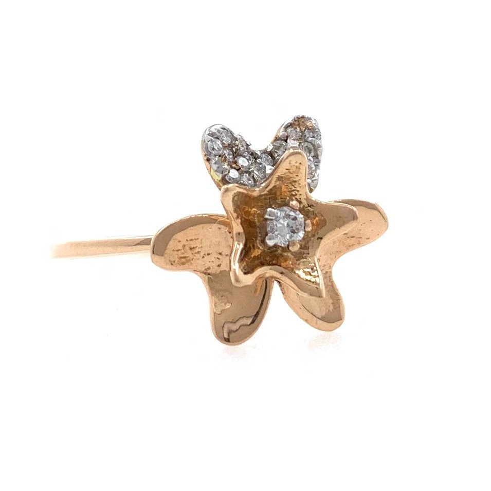 18kt / 750 Rose gold Star Flower Diamond Ladies Ring 9LR208