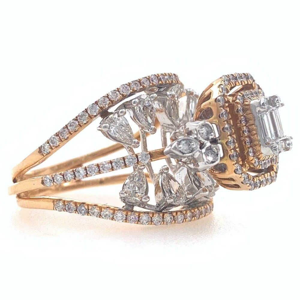 18kt / 750 rose gold cocktail party diamond ladies ring 9lr132