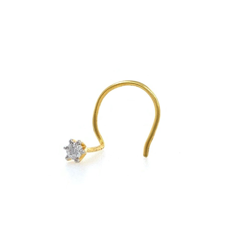 18kt / 750 yellow gold classic single 0.05 cts diamond nose pin 9np134