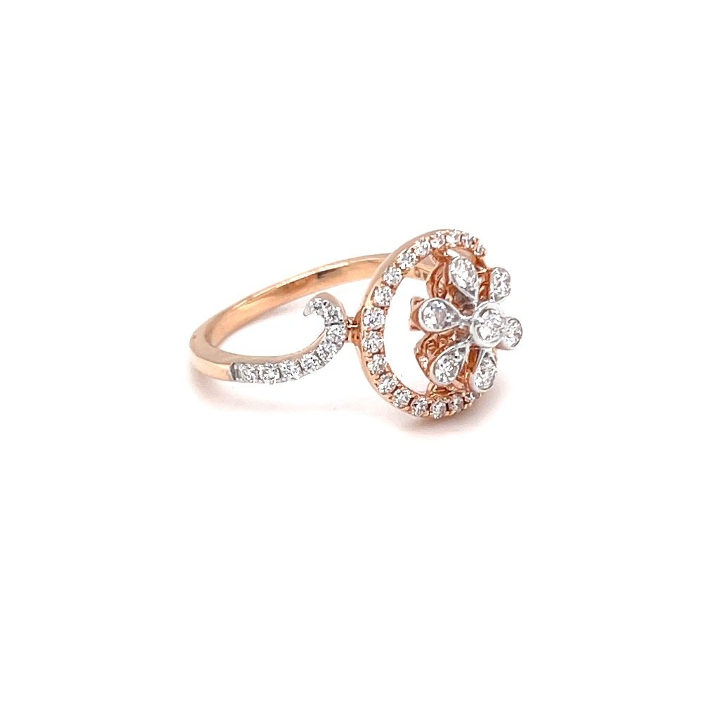 Designer floral diamond ring in pave setting and microsetting