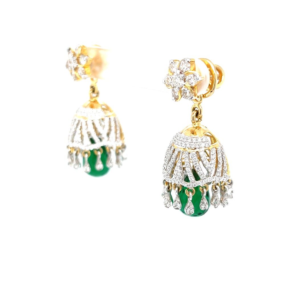 Jumkas for Special Occasions with Green Stone 6TOP184