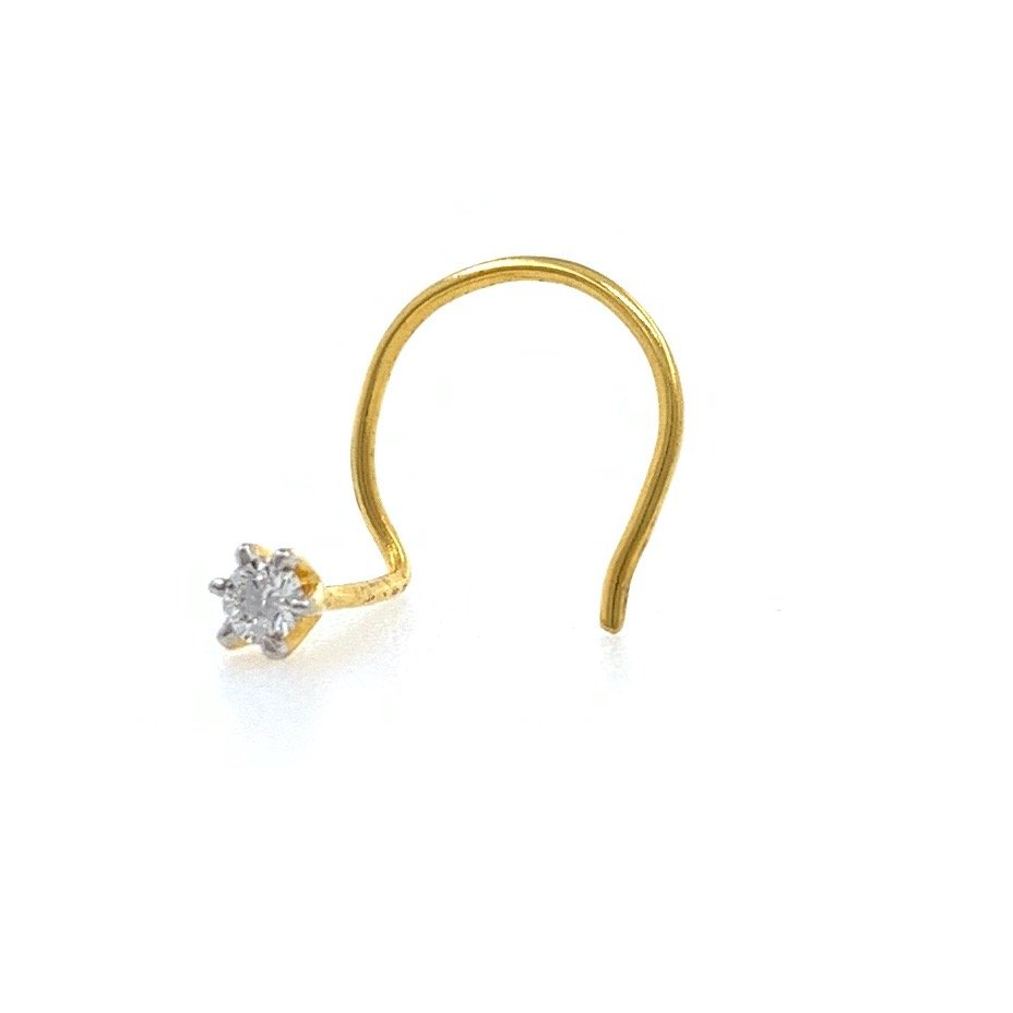 18kt / 750 yellow gold classic single 0.03 cts diamond nose pin 9NP62