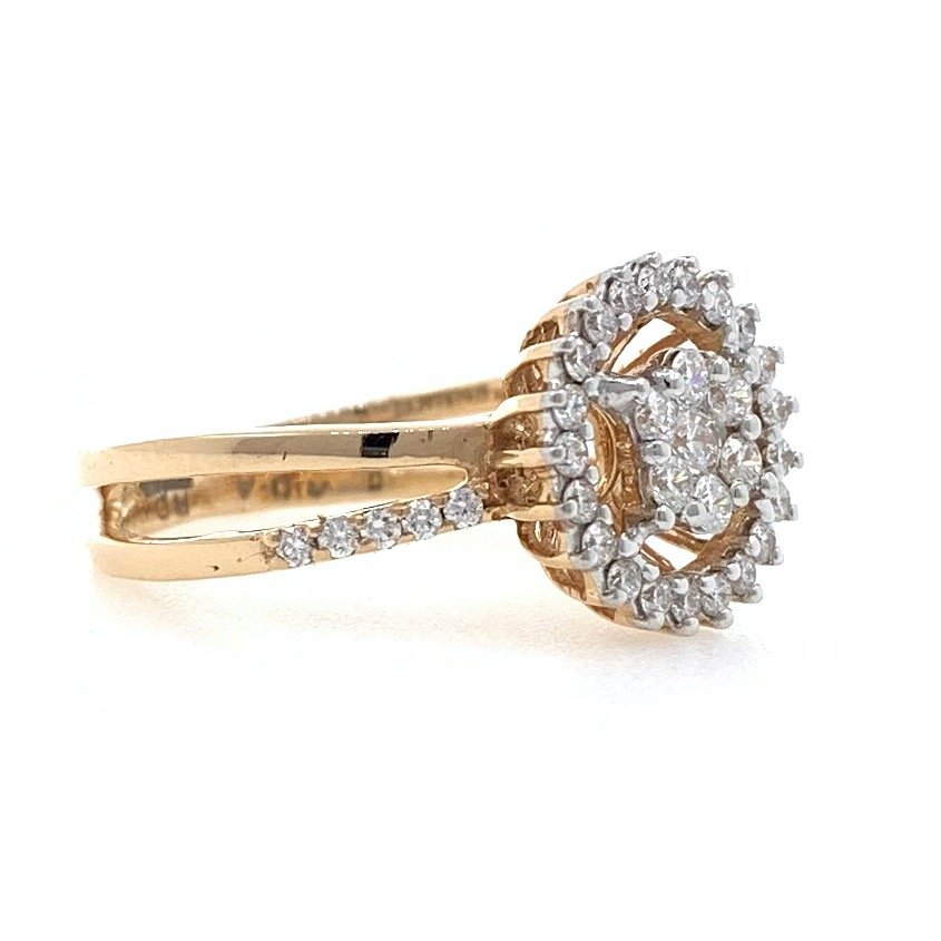 18kt / 750 rose gold flower diamond ring for ladies 9lr98