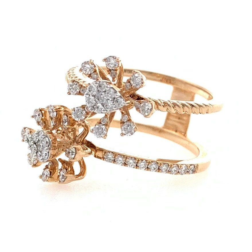 18kt / 750 rose gold two flower diamond ring 8lr251