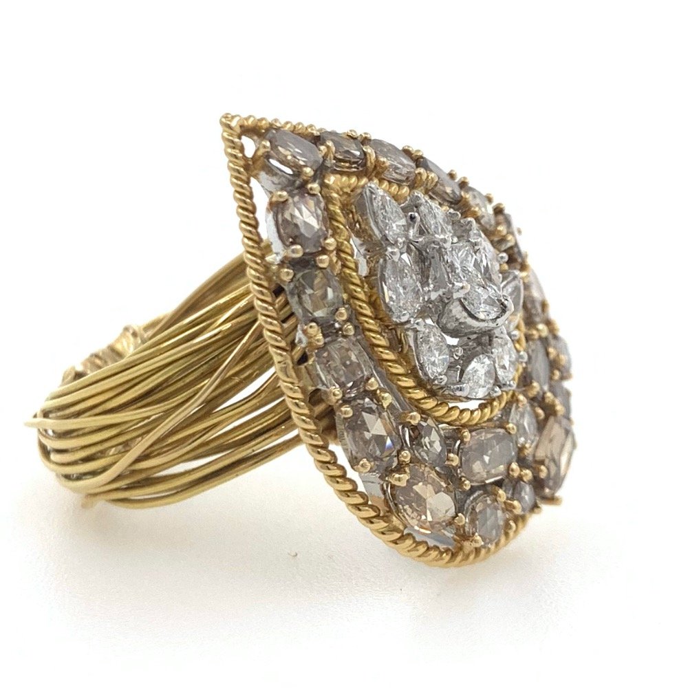 18kt / 750 yellow gold fancy cocktail ladies ring 5lr572