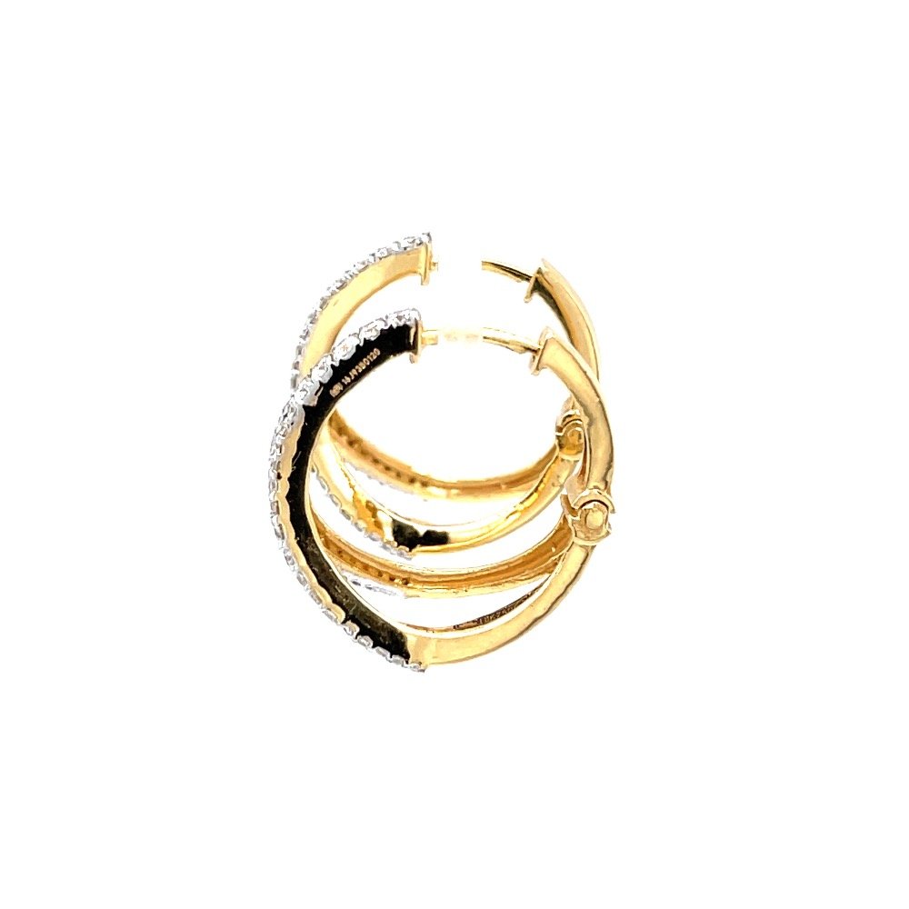 Three lines full  bali in diamonds in 18k hallmark yellow gold 0top40