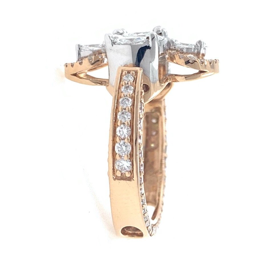 18kt / 750 rose gold designer pendant cum diamond ring 9lr139