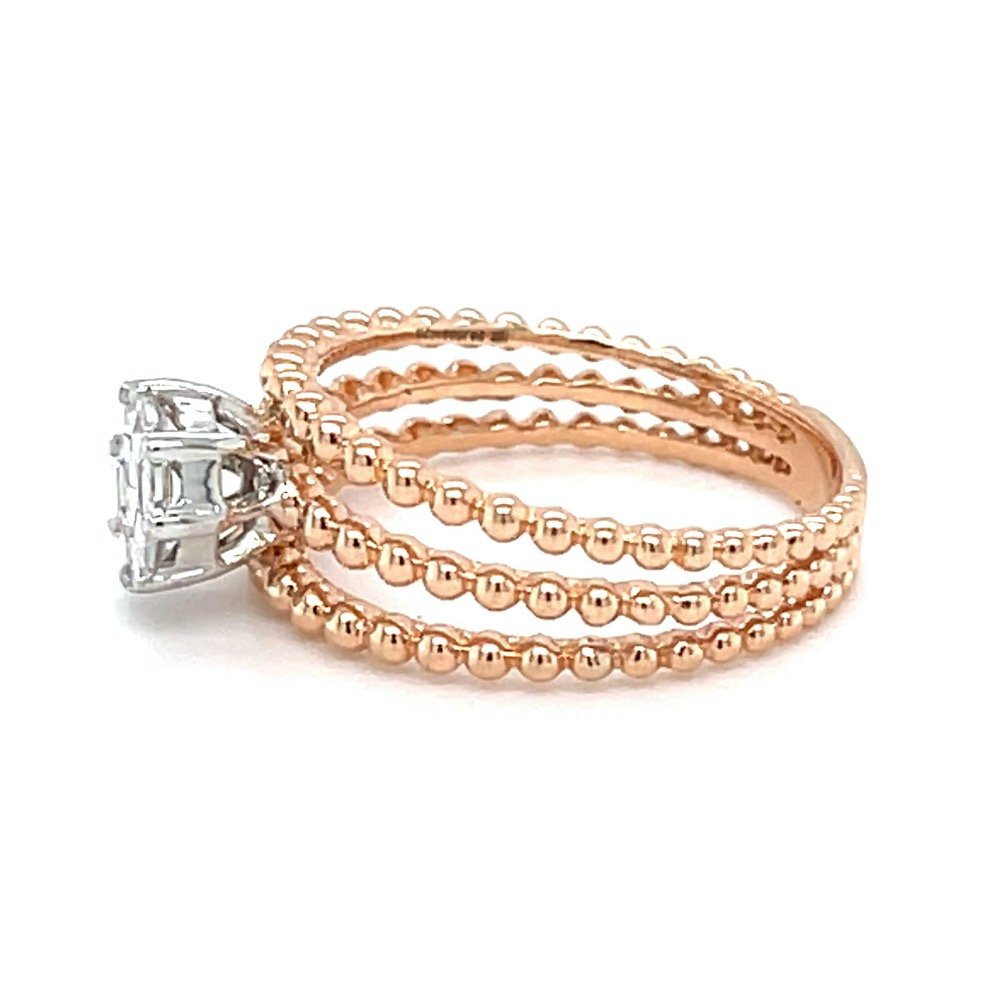 Three Lines Solitaire Effect Ring in Rose Gold - 0LR137