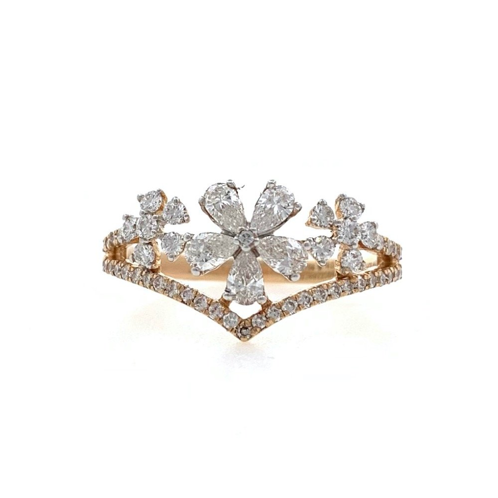 Trio Flower in Pear & Round Diamonds in 18k Rose Gold - VVS EF - 0.63 cts - 2.300 gms - 0LR31