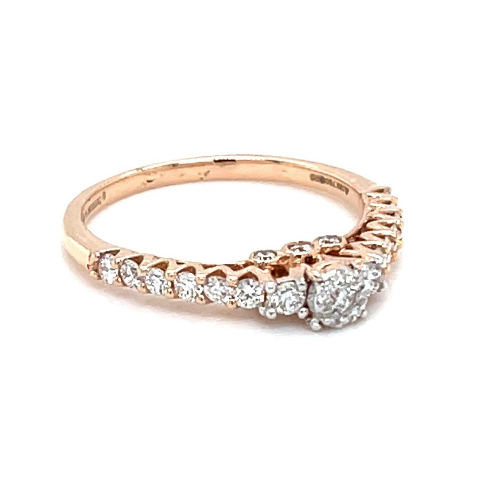 Shared Prong Single Line Band Ring in 18k Rose Gold - 0LR155