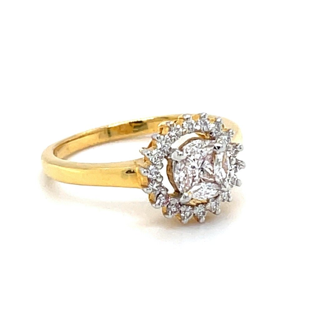 Pressure Setting in a SunFlower Design Diamond Ring 0LR184