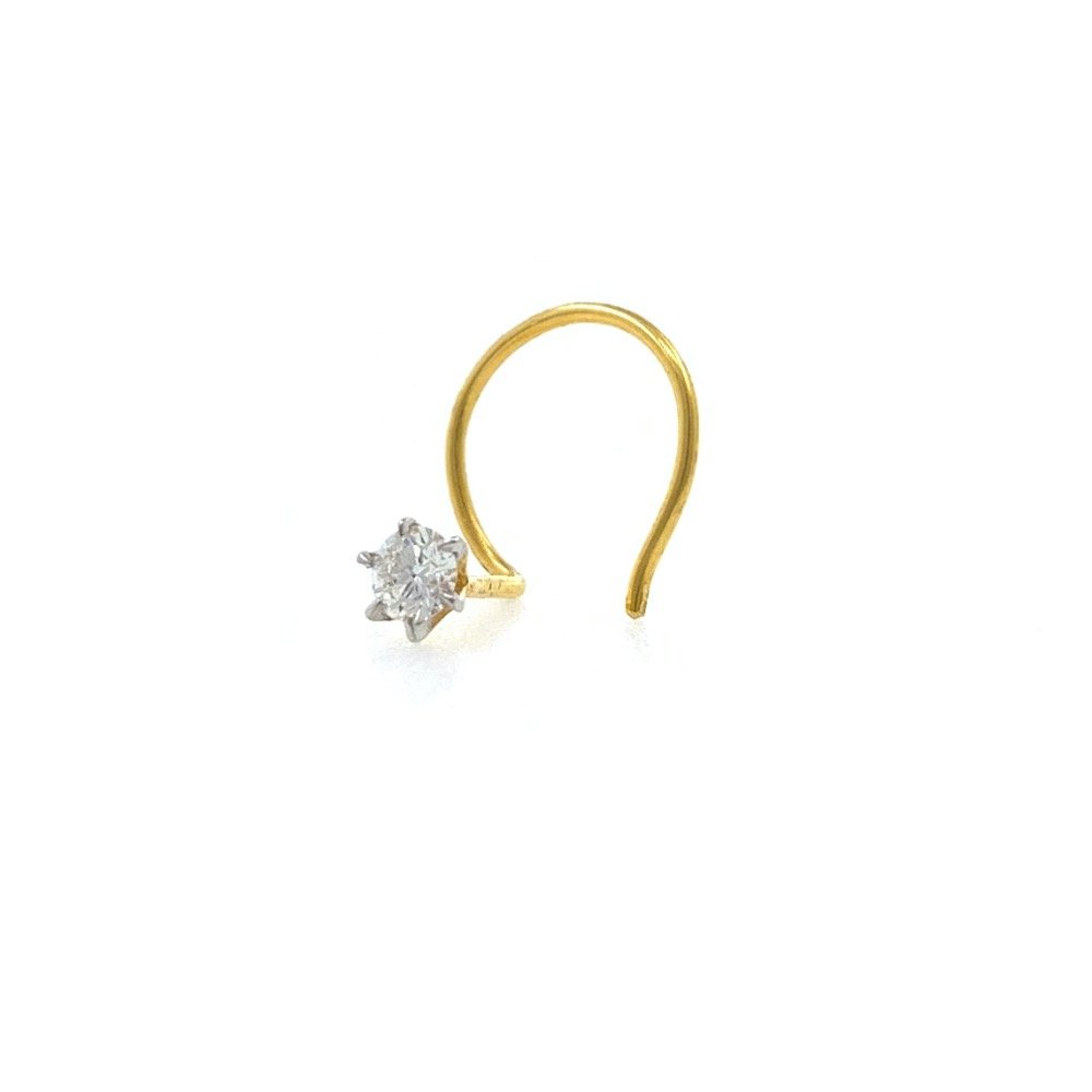 18kt / 750 yellow gold classic single 0.05 cts diamond nose pin 9NP89