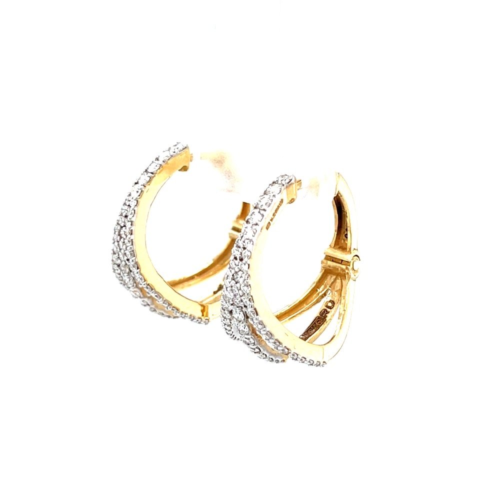 Three lines full  bali in diamonds in 18k hallmark yellow gold 0top40