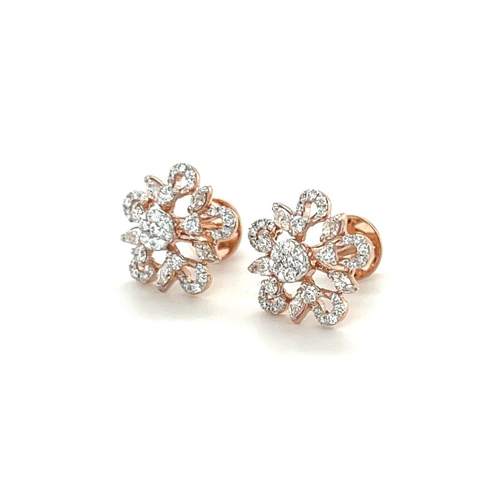 Flower-Shaped Diamond Earrings in 14k Rose Gold