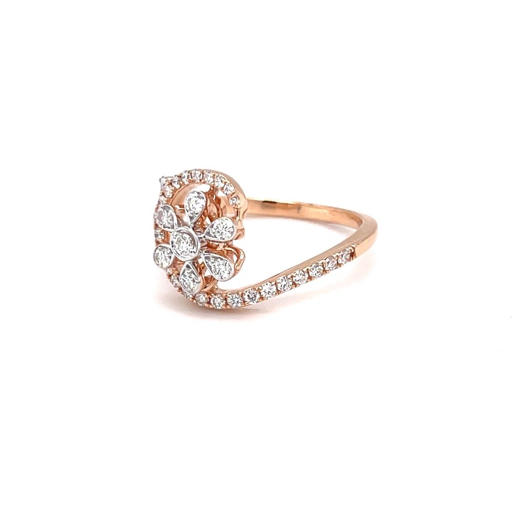 Designer floral diamond ring in pave setting and microsetting