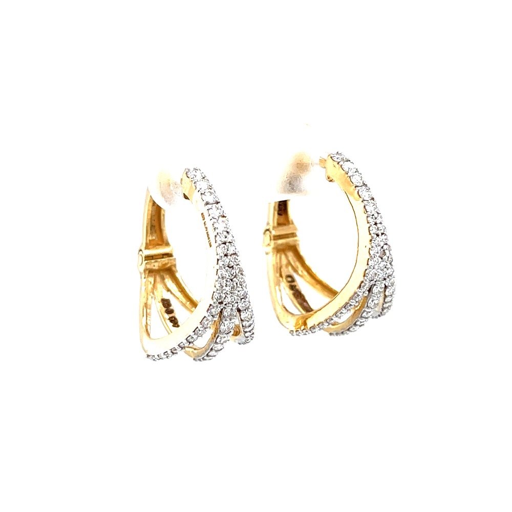 Three lines full  bali in diamonds in 18k hallmark yellow gold 0top40