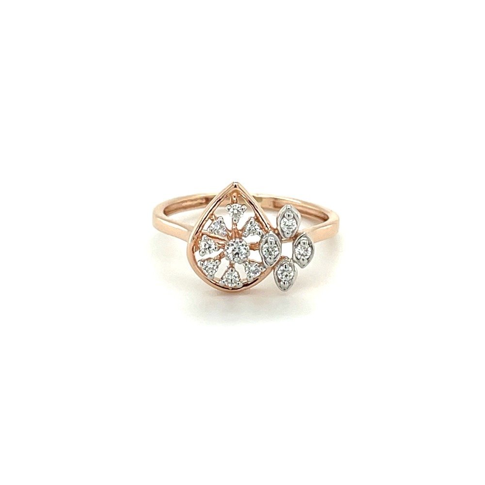 Teardrop Diamond Cluster Ring in 14k Rose Gold for Work Wear