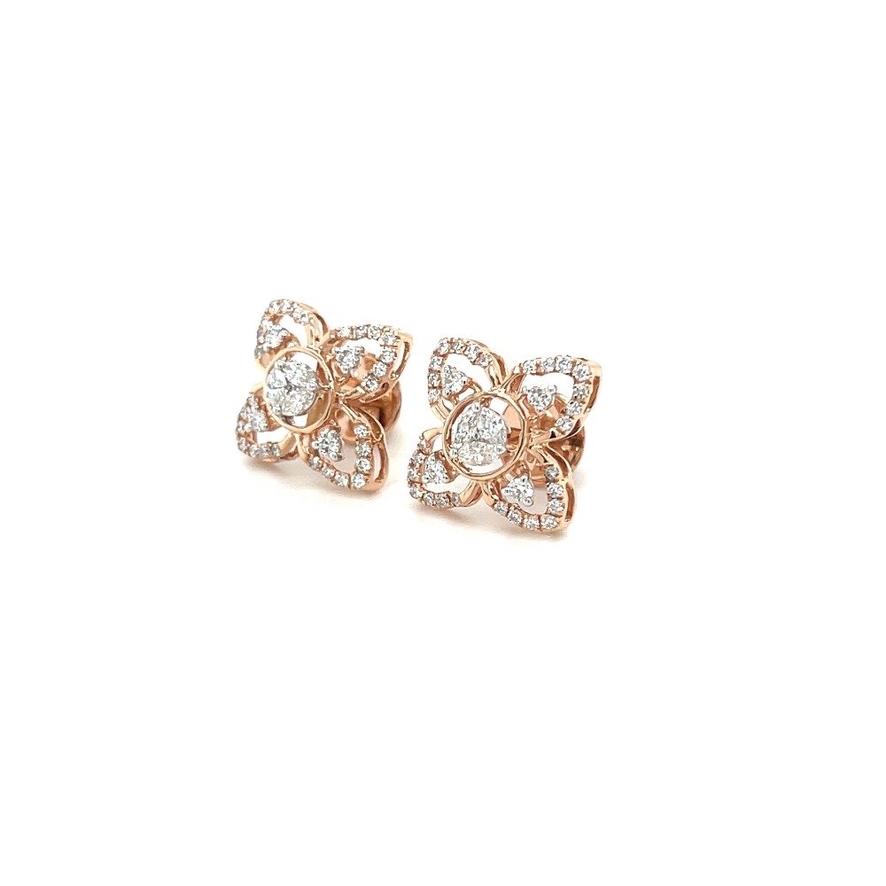 Royale Collection 18k Rose gold Cluster Earring studs