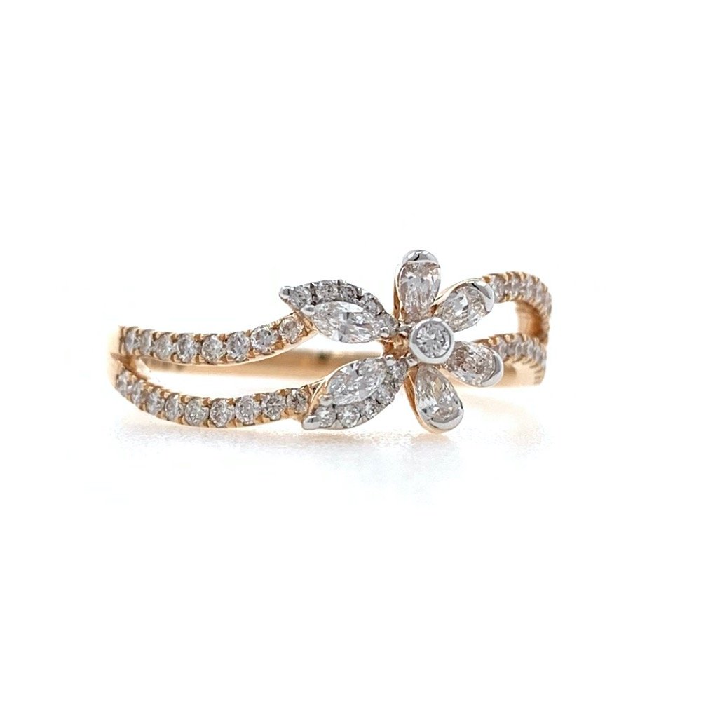 Flower & Petal Design Diamond Ring for Ladies in 18k Rose Gold 0LR24