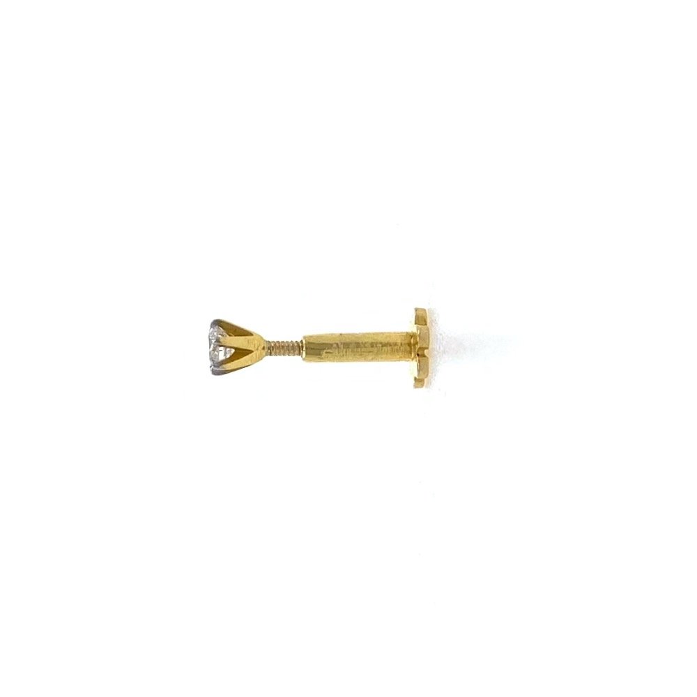 18kt / 750 yellow gold classic single 0.09 cts diamond nose pin 9np155