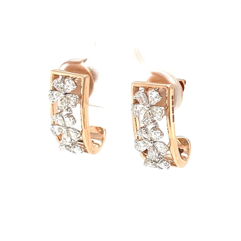 Floral Diamond Hoop Earring in Pear Shaped Diamonds