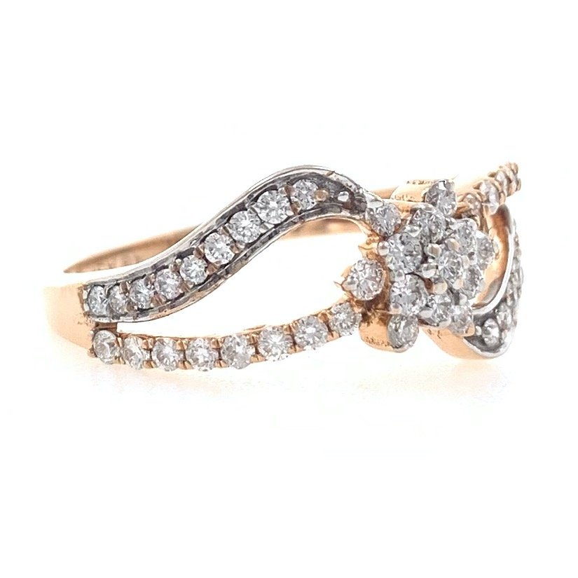 18kt / 750 rose gold floral diamond ladies ring 9lr53