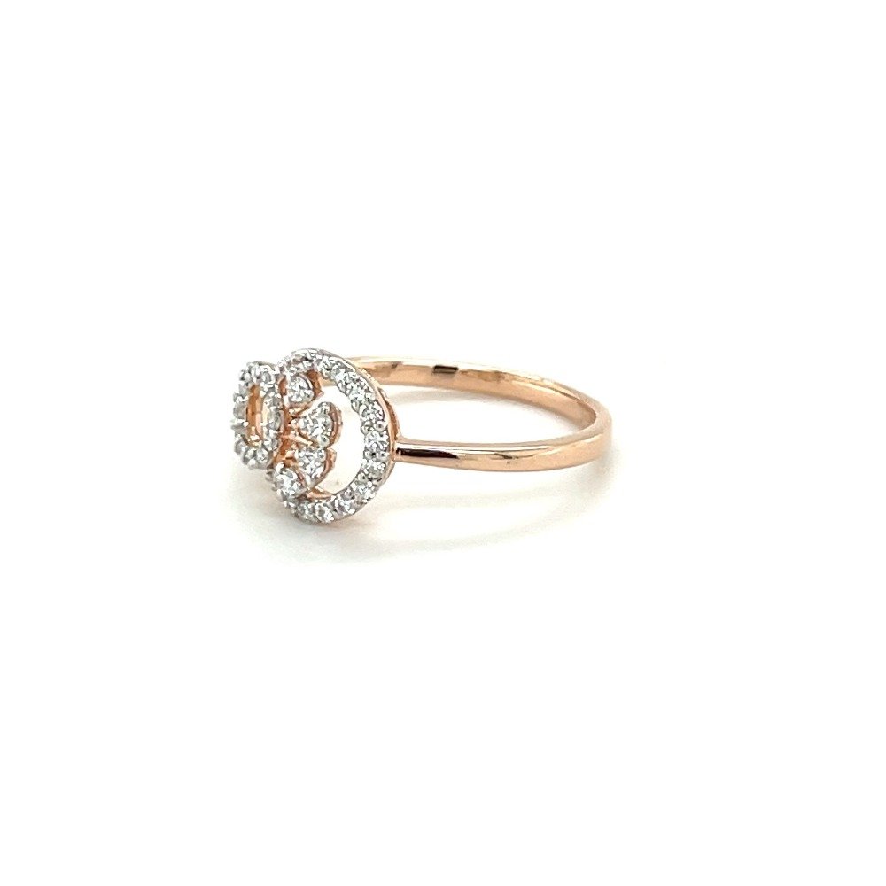 Gold Ring with Diamond Encrusted Circular Knot Design