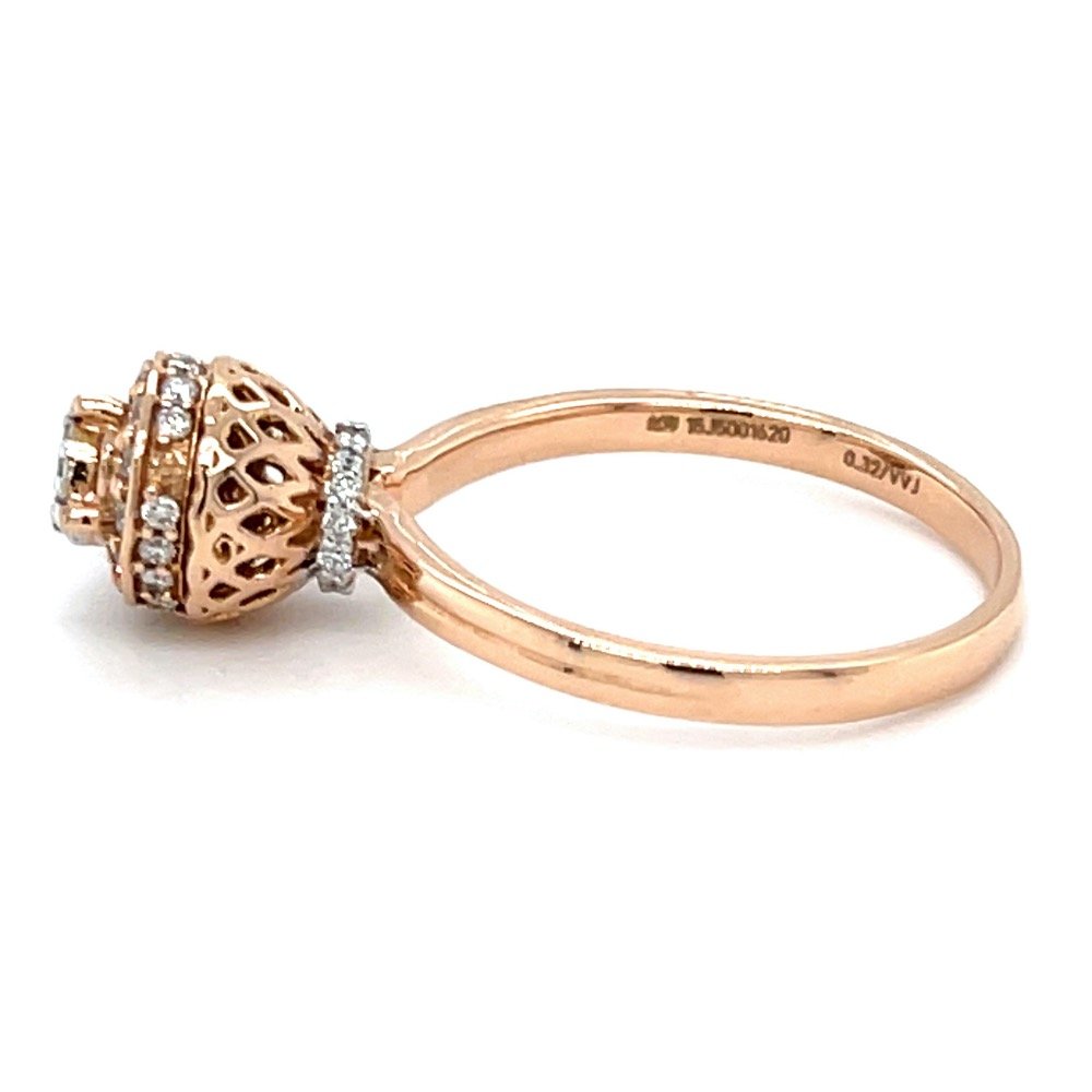 Fancy Vase Shaped Motif Diamond Ring in 18K Rose Gold 0LR164