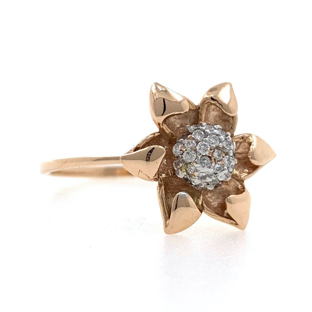 18kt / 750 rose gold sunflower diamond ladies ring 9lr168