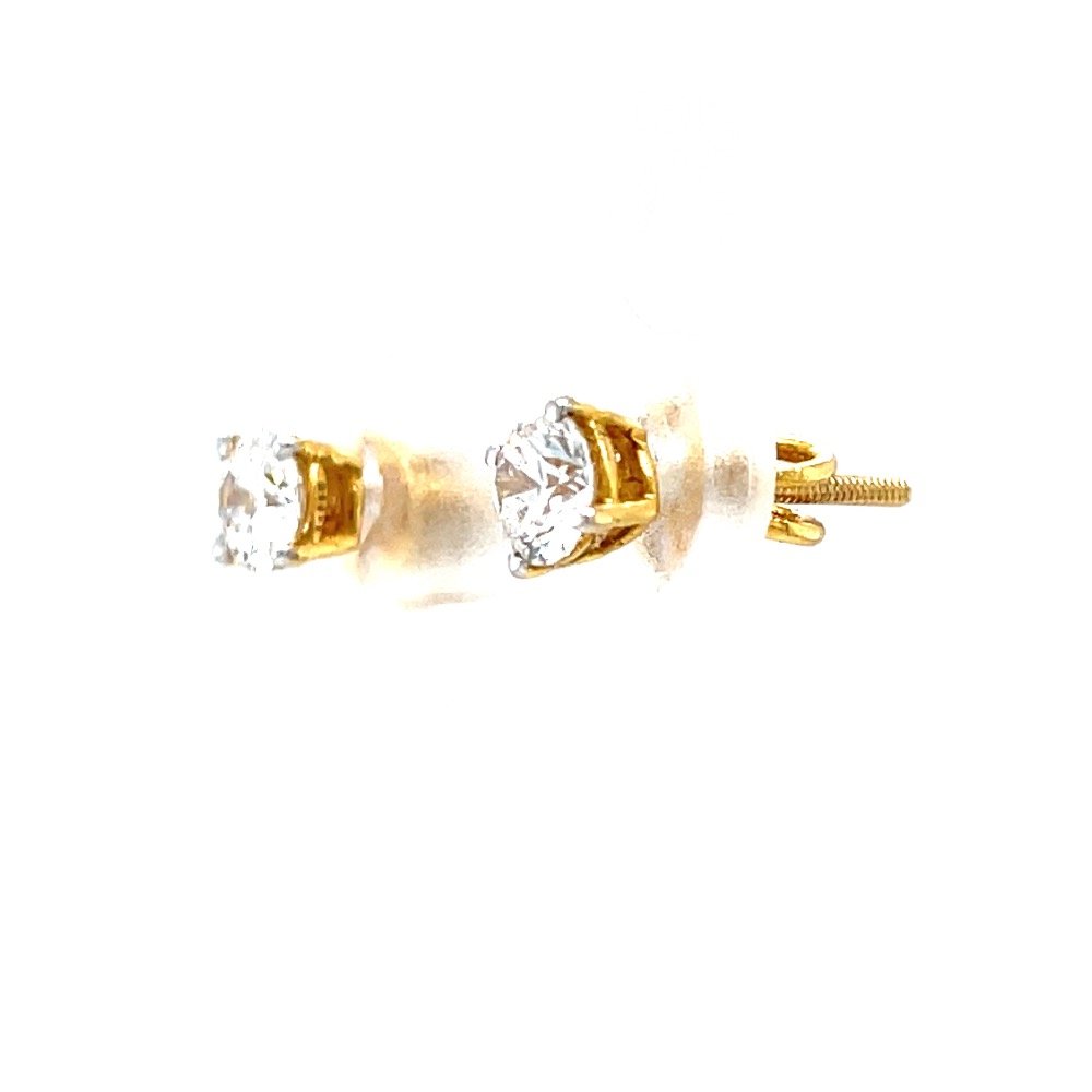 Single diamond studs in four prongs in yellow gold 0top160