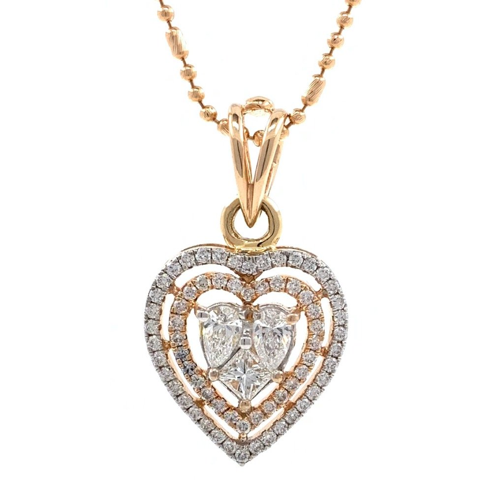 Heart Shaped Diamond Pendant in 18k Rose Gold 9SHP10