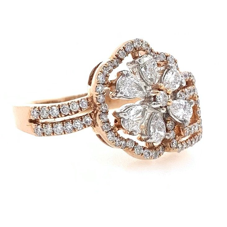 18kt / 750 rose gold everyday wear micro set diamond ladies ring 8lr213