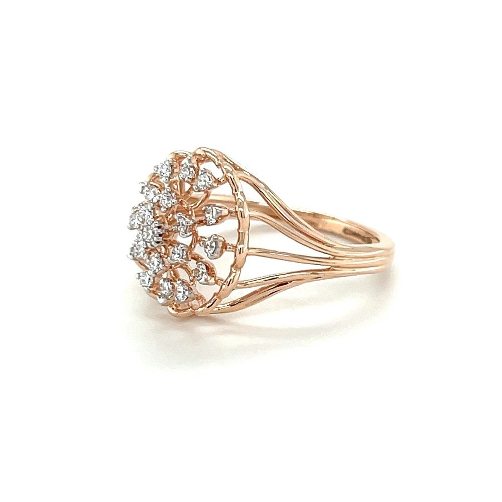 Flower Diamond Cluster Ring In 14k Rose Gold by royale Diamonds