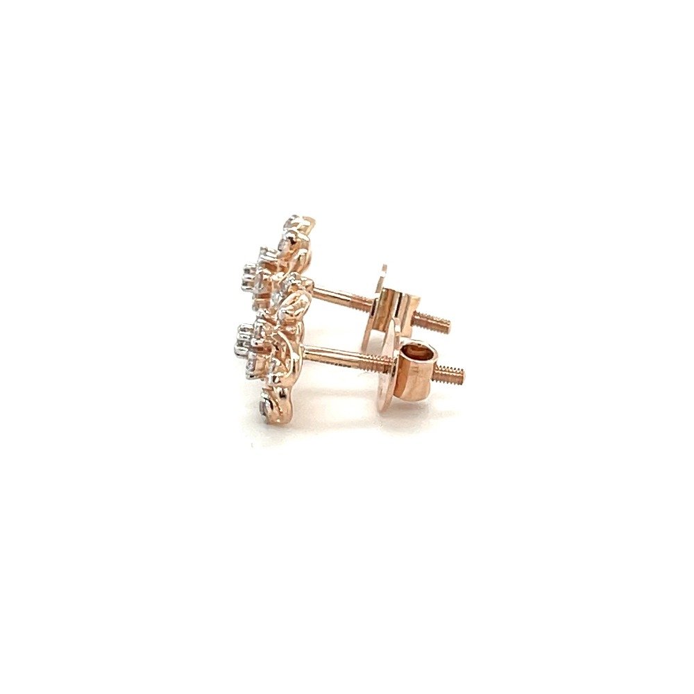 14K Rose Gold Round Brilliant Cut Diamond Stud Earrings