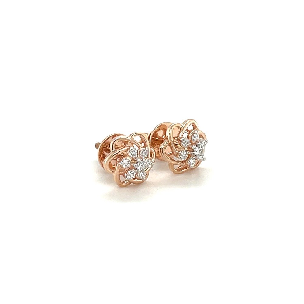 Dainty diamond stud earrings in 14k rose gold