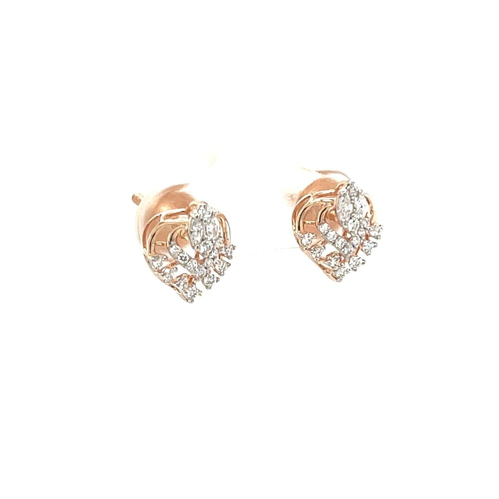 Rose Gold Diamond Marquise Cluster Heart Earrings