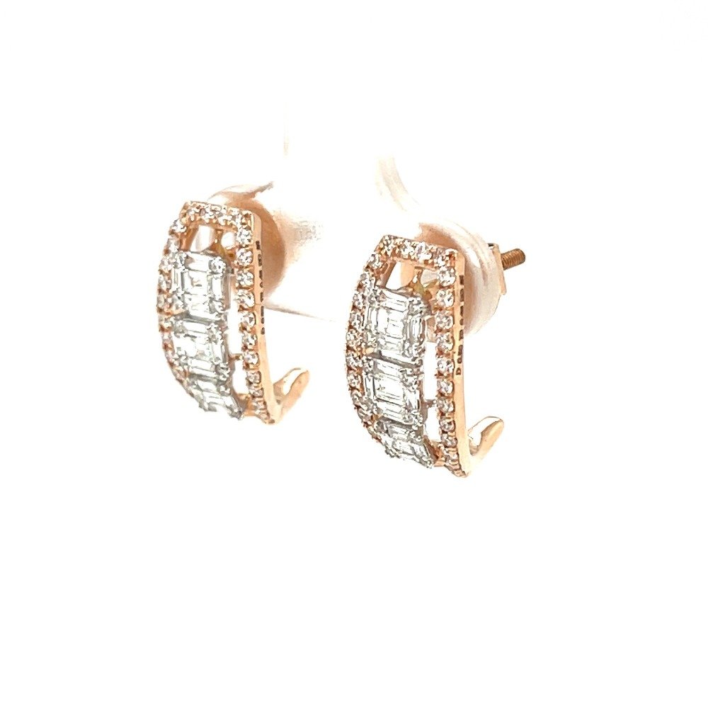 Elena Diamond Half Hoop Earring with Baguettes