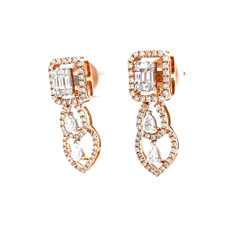 Marvellous diamond drop earrings in 18k hallmark rose gold 0top165