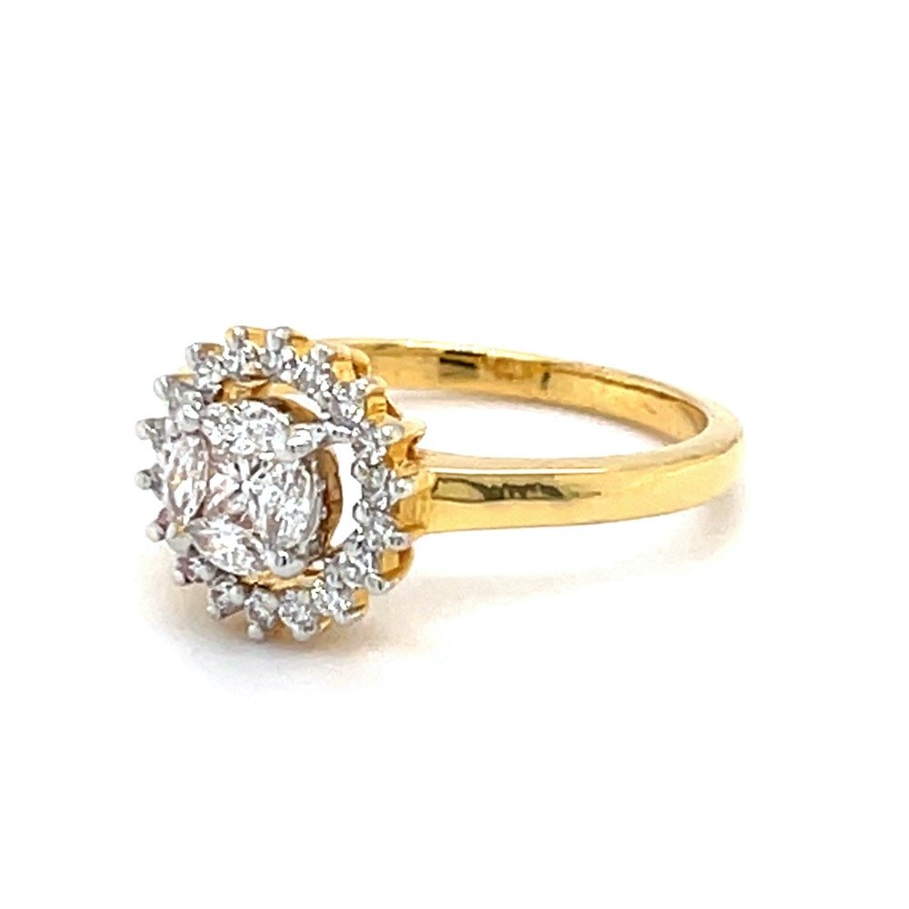 Pressure Setting in a SunFlower Design Diamond Ring 0LR184