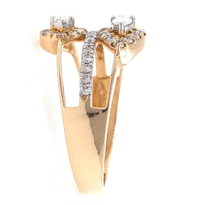 18kt / 750 rose gold two drop diamond ladies ring 9lr64