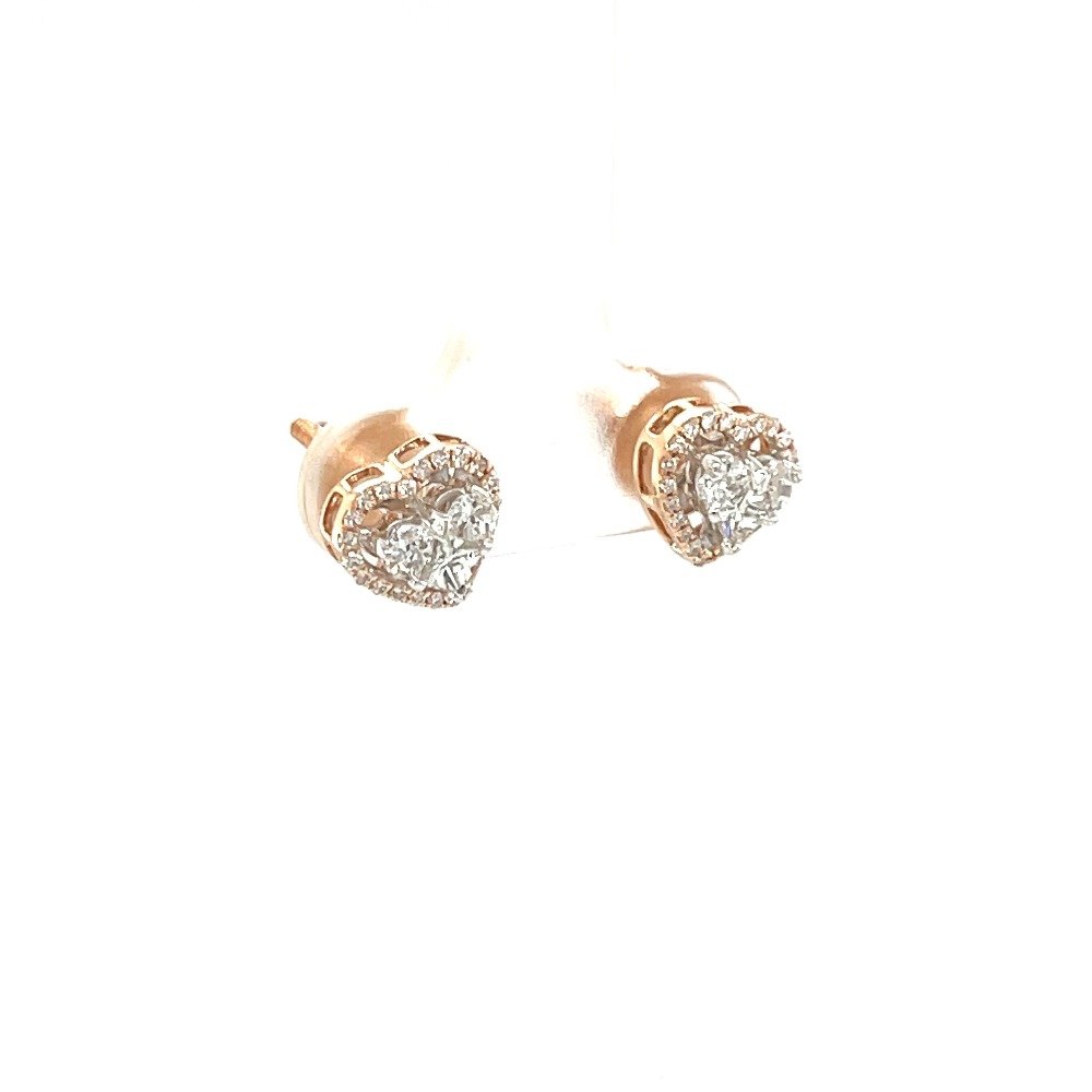 Heart shaped Pie Cut Solitaire Look Diamond Stud Earring