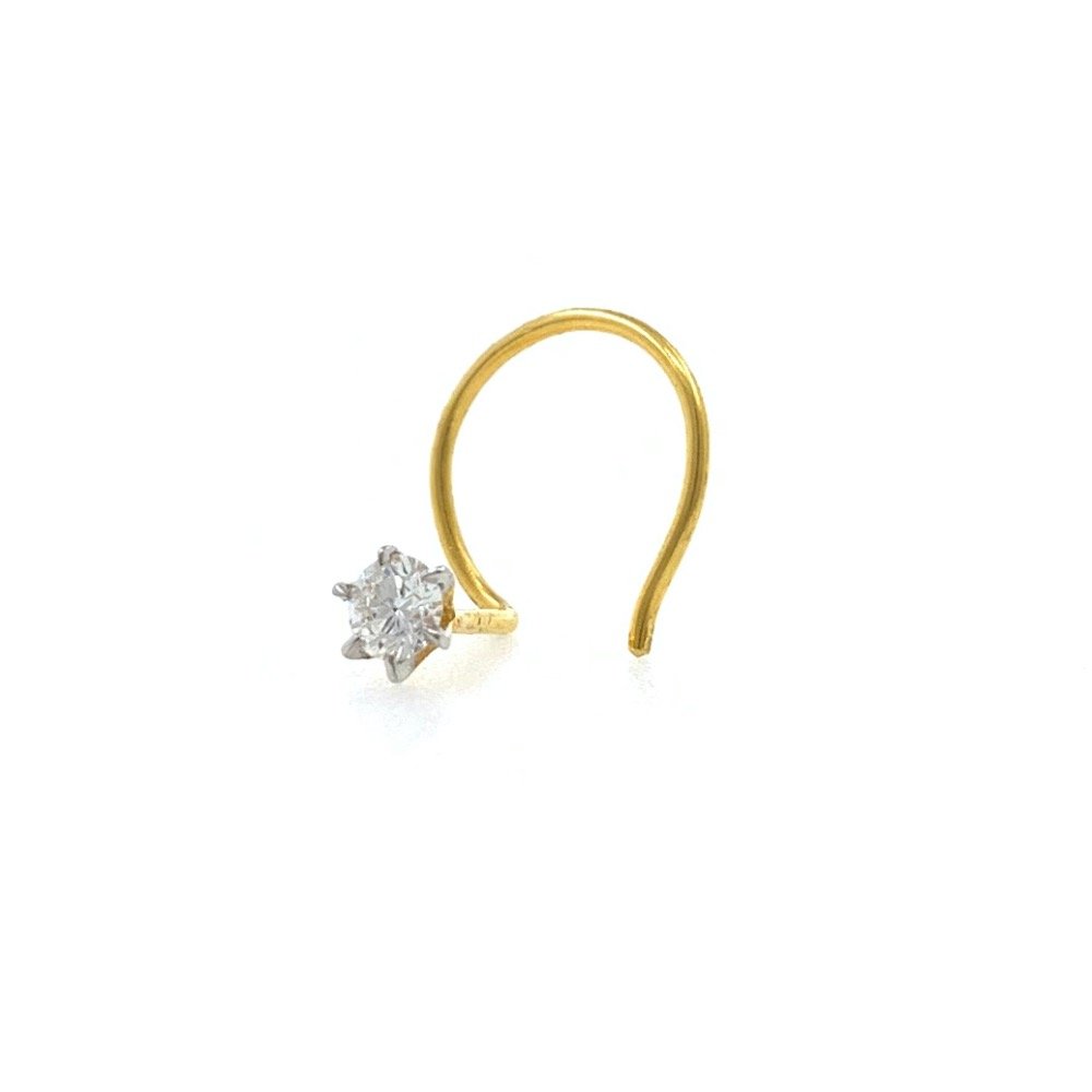 18kt / 750 yellow gold classic single 0.07 cts diamond nose pin 9np63