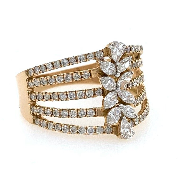 18kt / 750 rose gold floral diamond ladies ring 8lr189